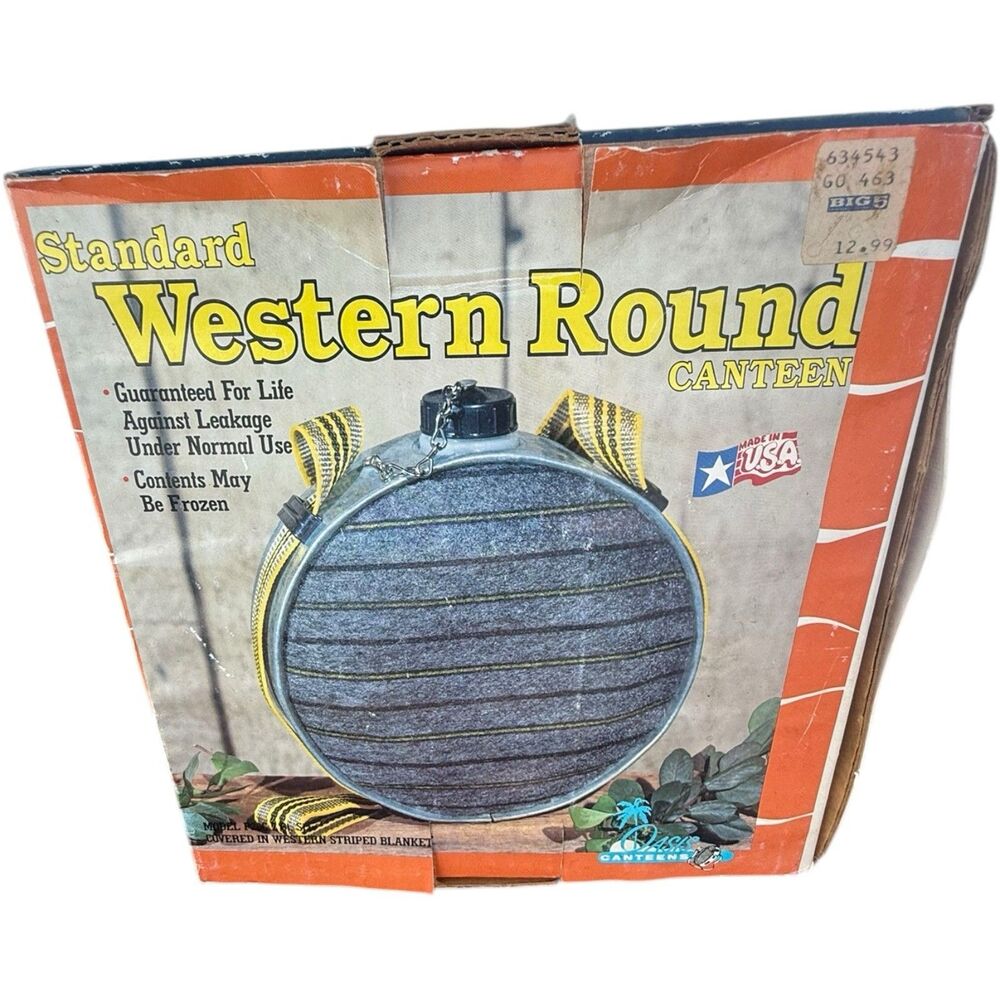 VTG 2Qt Standard Western Round Oasis Canteen Galvanized Steel Wool w/ Strap P20C